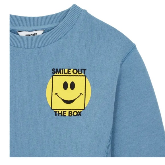 Hundred Pieces Blue Sweatshirt with Yellow Smile Patch - Picture 2 of 12